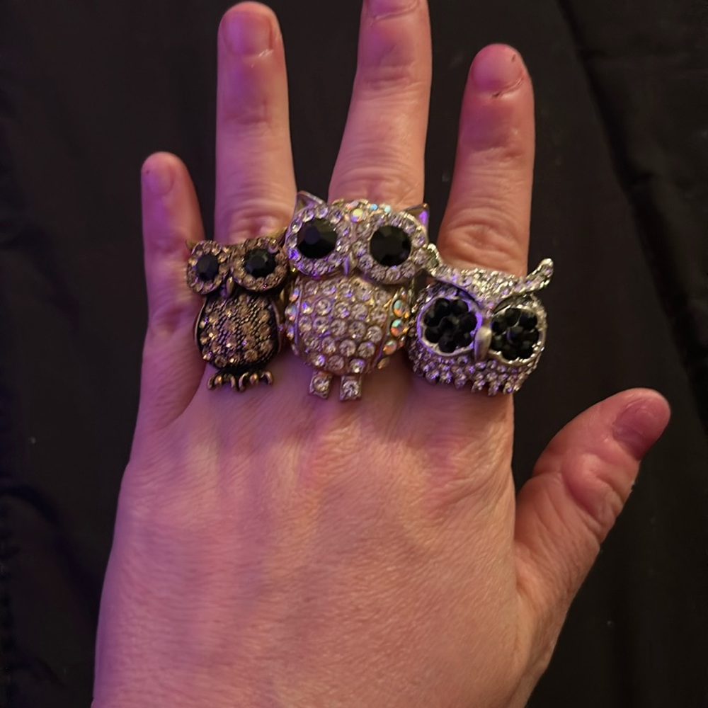 LOT of THREE ADORABLE Owl rings 🦉